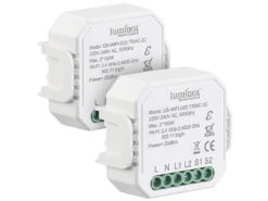 Luminea Home Control Dimmer-Schalter LEDs:2er-Set WLAN-Unterputz-2-Kanal-Lichtschalter & -Dimmer, App