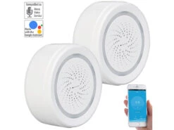 VisorTech Elesion Sirene:2er-Set Alarm-Sirene Mit WLAN & App, Komp. Zu Alexa & Google Assistant -Pearl Shop nx1398 16