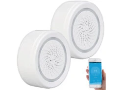 VisorTech Elesion Sirene:2er-Set Alarm-Sirene Mit WLAN & App, Komp. Zu Alexa & Google Assistant -Pearl Shop nx1398 17