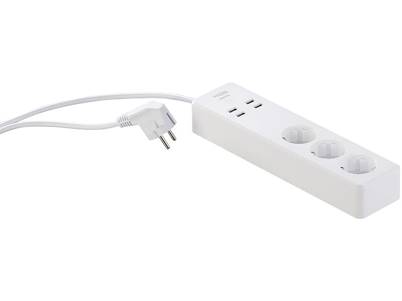 Luminea Home Control WLAN Steckerleiste:WLAN-Steckdosenleiste, 4x USB, Für Siri, Alexa & Google Assistant, 16A 7 Luminea Home Control WLAN Steckerleiste:WLAN-Steckdosenleiste, 4x USB, Für Siri, Alexa & Google Assistant, 16A – Bild 5