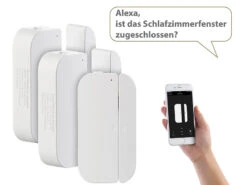 Luminea Türkontakte:3er-Set WiFi Tür & Fensteralarm, Alexa Und Google Assistant Komp. -Pearl Shop nx4479 5