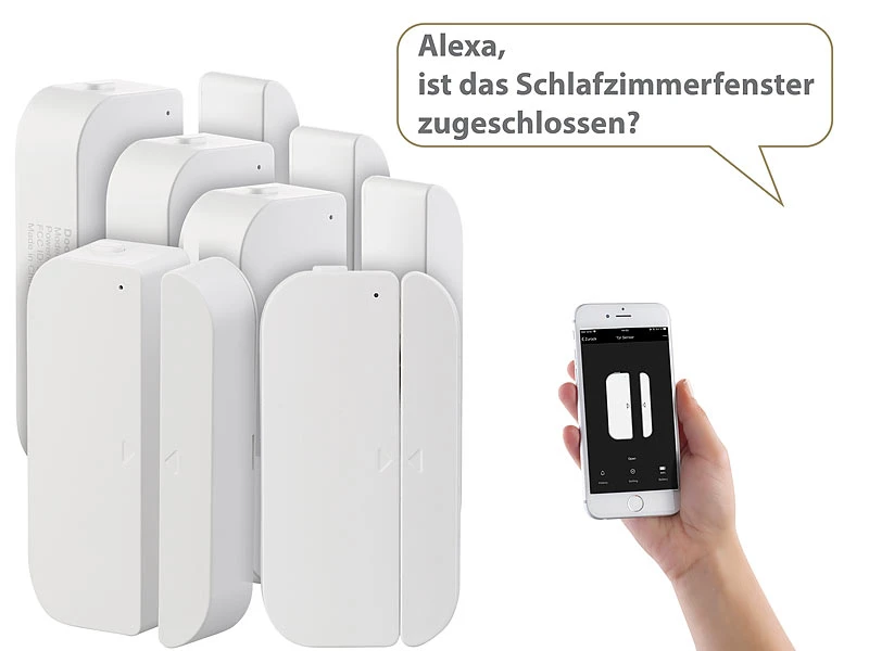 Luminea Fenstersensoren:5er-Set WiFi Tür & Fensteralarm, Alexa Und Google Assistant Komp. 5 Luminea Fenstersensoren:5er-Set WiFi Tür & Fensteralarm, Alexa Und Google Assistant Komp. – Bild 3