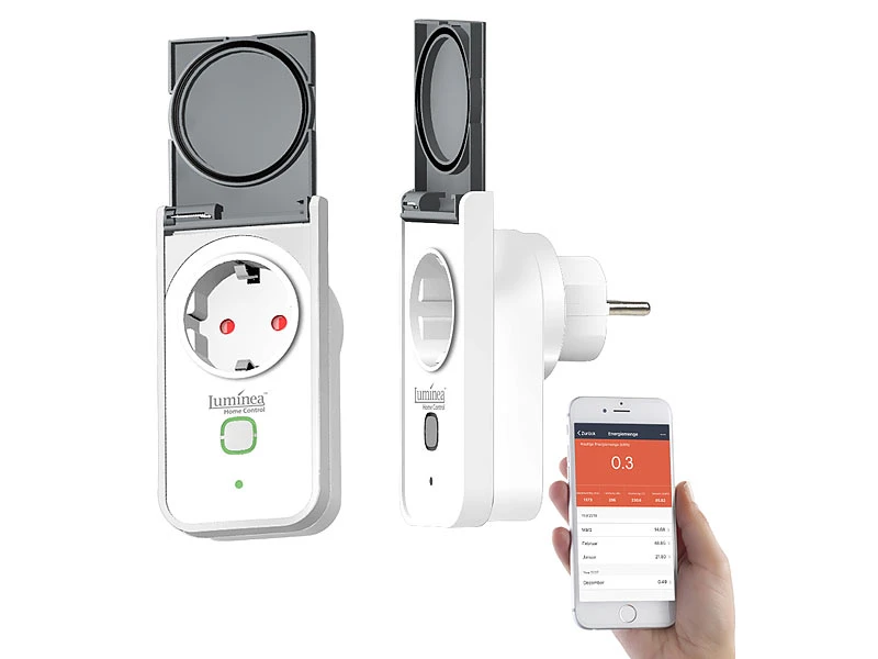 Luminea Home Control WLAN Steckdose Garten:2er-Set WLAN-Outdoor-Steckdosen, App, Sprachsteuerung, 16 A, IP44 3 Luminea Home Control WLAN Steckdose Garten:2er-Set WLAN-Outdoor-Steckdosen, App, Sprachsteuerung, 16 A, IP44