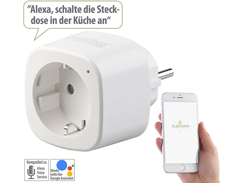 Luminea Home Control Elesion Steckdose:2er-Set WLAN-Steckdosen, Amazon Alexa & Google Assistant Komp., 16 A 5 Luminea Home Control Elesion Steckdose:2er-Set WLAN-Steckdosen, Amazon Alexa & Google Assistant Komp., 16 A – Bild 3