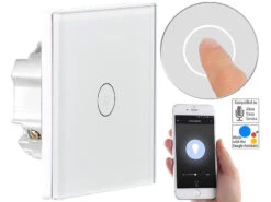 Luminea Home Control Wechselschalter:2er-Set Touch-WLAN-Lichtschalter, Für Siri, Alexa & Google Assistant -Pearl Shop nx4503 5