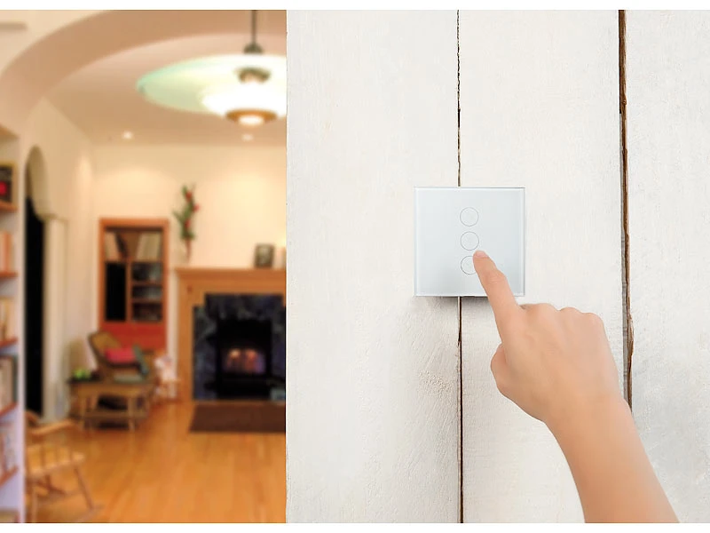 Luminea Home Control Smart Home Lichtschalter:2er-Set Touch-Lichtschalter & Dimmer, Für Alexa & Google Assistant 8 Luminea Home Control Smart Home Lichtschalter:2er-Set Touch-Lichtschalter & Dimmer, Für Alexa & Google Assistant – Bild 6