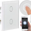 Luminea Home Control WiFi Taster:Touch-Doppel-Lichttaster, Amazon Alexa & Google Assistant Kompatibel