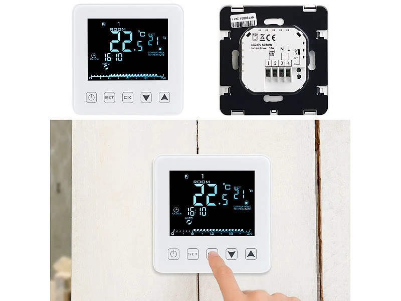 Revolt Heizungsthermostat Wand:Wand-Thermostat Für Fußbodenheizung, LCD, Touch-Tasten, Programmierbar 6 Revolt Heizungsthermostat Wand:Wand-Thermostat Für Fußbodenheizung, LCD, Touch-Tasten, Programmierbar – Bild 4