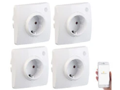 Luminea Home Control WiFi-Steckdose Alexa:4er-Set WLAN-Unterputz-Steckdosen, Kompatibel Mit A. Alexa & Google A.