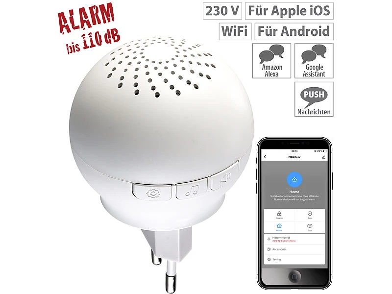 VisorTech Receiver:Smarter 2in1 WLAN-Steckdosen-Alarm/-Klingel Mit Funk-Gateway 433 MHz 3 VisorTech Receiver:Smarter 2in1 WLAN-Steckdosen-Alarm/-Klingel Mit Funk-Gateway 433 MHz