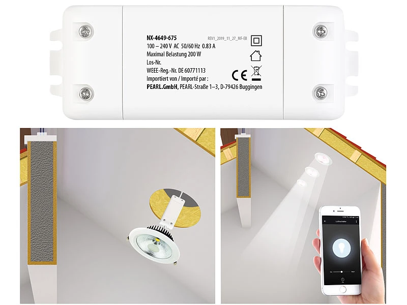 Luminea Home Control WiFi Dimmer:WLAN-Schalter Mit Dimmer-Funktion, Für Siri, Alexa & Google Assistant 4 Luminea Home Control WiFi Dimmer:WLAN-Schalter Mit Dimmer-Funktion, Für Siri, Alexa & Google Assistant – Bild 2