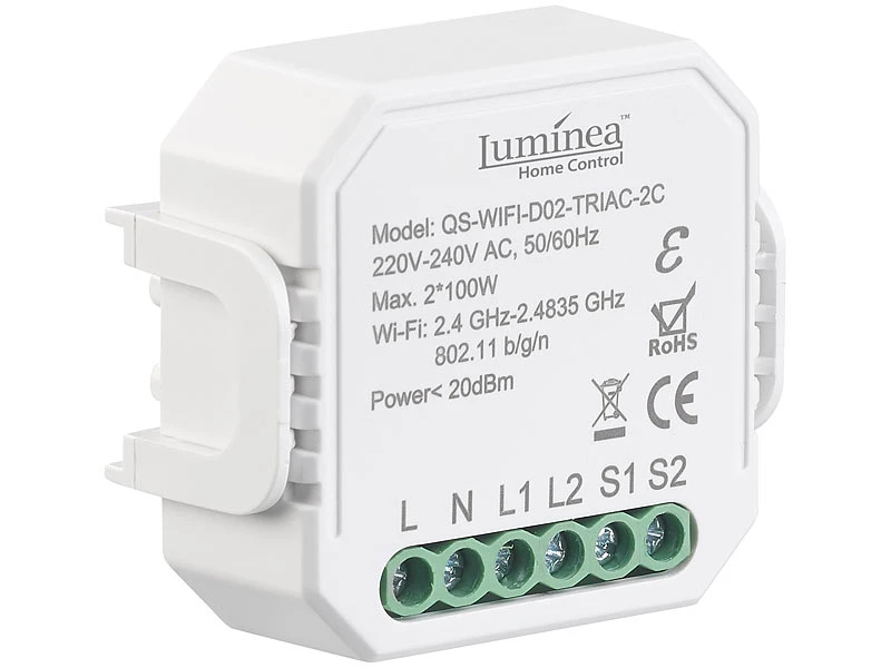 Luminea Home Control Dimmerschalter:WLAN-Unterputz-2-Kanal-Lichtschalter & -Dimmer, App, Sprachsteuerung 3 Luminea Home Control Dimmerschalter:WLAN-Unterputz-2-Kanal-Lichtschalter & -Dimmer, App, Sprachsteuerung