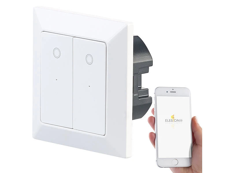 Luminea Home Control WLAN Taster:Doppel-Lichttaster Mit WLAN, App, Für Siri, Alexa & Google Assistant 5 Luminea Home Control WLAN Taster:Doppel-Lichttaster Mit WLAN, App, Für Siri, Alexa & Google Assistant – Bild 3