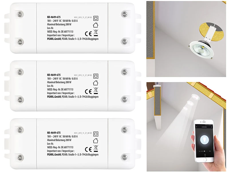 Luminea Home Control Siri Lichtschalter:3er-Set WLAN-Schalter Mit Dimmer, Für Siri, Alexa & Google Assistant 4 Luminea Home Control Siri Lichtschalter:3er-Set WLAN-Schalter Mit Dimmer, Für Siri, Alexa & Google Assistant – Bild 2