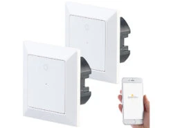 Luminea Home Control Elesion Schalter:2er-Set WLAN-Lichttaster, App, Komp. Zu Siri, Alexa & Google Assistant