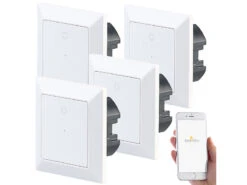 Luminea Home Control Lichtschalter:4er-Set WLAN-Lichttaster, App, Komp. Zu Siri, Alexa, Google Assistant