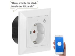 Luminea Home Control Funksteckdose Mit App:WLAN-Unterputz-Steckdose Mit App, Für Siri, Alexa & GA, 3er Pack -Pearl Shop nx4689 11 2