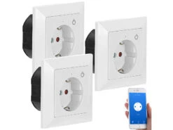 Luminea Home Control Funksteckdose Mit App:WLAN-Unterputz-Steckdose Mit App, Für Siri, Alexa & GA, 3er Pack -Pearl Shop nx4922 9