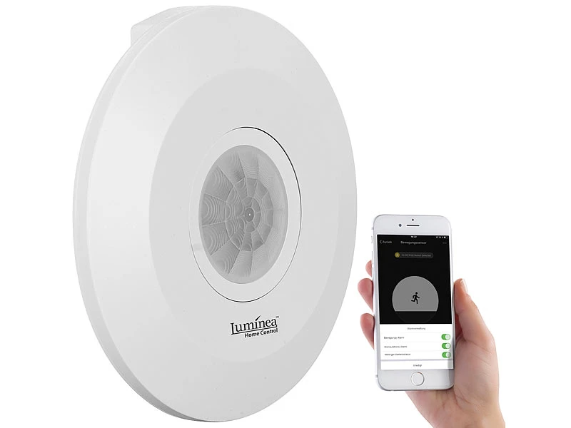 Luminea Home Control Bewegungsmelder Alexa:Extra-flacher WLAN-PIR-Bewegungsmelder Mit App, 360°, 230 Volt 4 Luminea Home Control Bewegungsmelder Alexa:Extra-flacher WLAN-PIR-Bewegungsmelder Mit App, 360°, 230 Volt – Bild 2