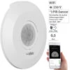 Luminea Home Control Bewegungsmelder Alexa:Extra-flacher WLAN-PIR-Bewegungsmelder Mit App, 360°, 230 Volt