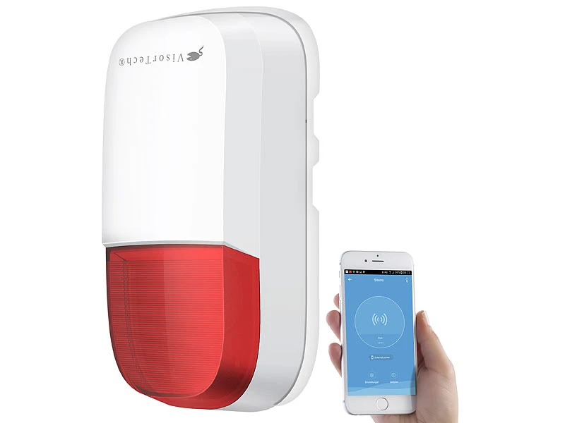 VisorTech Alarmsirene:WLAN-Outdoor-Sirene Mit Blinklicht Und 95 DB, IP54, ELESION-kompatibel 4 VisorTech Alarmsirene:WLAN-Outdoor-Sirene Mit Blinklicht Und 95 DB, IP54, ELESION-kompatibel – Bild 2
