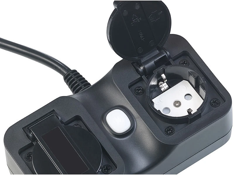 Luminea Home Control WLAN Aufputz Steckdose:2-fach-WLAN-Outdoor-Steckdosenleiste, App, Sprachsteuerung, 15 A, IP44 4 Luminea Home Control WLAN Aufputz Steckdose:2-fach-WLAN-Outdoor-Steckdosenleiste, App, Sprachsteuerung, 15 A, IP44 – Bild 2