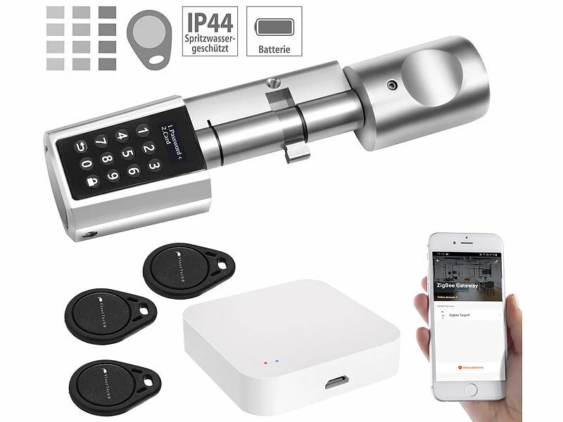 VisorTech ZigBee Schloss:Tür-Schließzylinder Mit Steuereinheit Für ZigBee Und Smart-Home-App 3 VisorTech ZigBee Schloss:Tür-Schließzylinder Mit Steuereinheit Für ZigBee Und Smart-Home-App