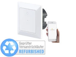 Luminea Home Control WiFi-Lichtschalter Alexa:Lichttaster Mit WLAN, App, Kompat. Zu Siri, Versandrückläufer