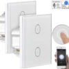 Luminea Home Control Touch Lichtschalter:2er-Set Touch-Doppel-Lichttaster, Komp. Zu Alexa & Google Assistant