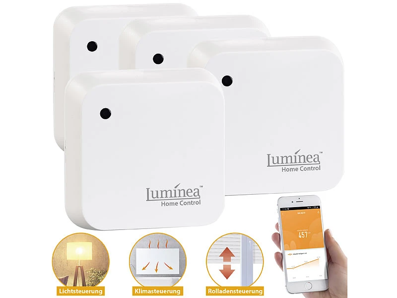 Luminea Home Control Lichtsensor Alexa:4er-Set Wetterfeste WLAN-Licht- & Dämmerungs-Sensoren Mit App, IP55 4 Luminea Home Control Lichtsensor Alexa:4er-Set Wetterfeste WLAN-Licht- & Dämmerungs-Sensoren Mit App, IP55 – Bild 2
