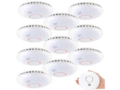 VisorTech Rauchmelder Vernetzt:Vernetzbarer Funk-Hitze- & Rauchwarnmelder RWM-460.f, 85 DB, 10er-Set
