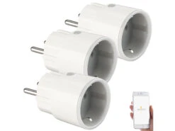 Luminea Home Control Zeitschaltuhr Mit App:3er-Set Mini WLAN-Steckdose, App, F. Amazon Alexa, Google Assist., 16A