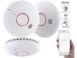 VisorTech Rauchmelder WLAN:3er-Set WLAN-Rauch- & Hitzemelder Mit Weltweiter App-Benachrichtigung