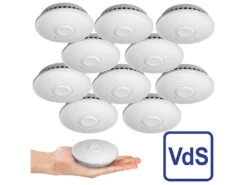 VisorTech Vernetzte Rauchmelder:10er-Set Vernetzbare Funk-Rauchmelder, 85 DB, VdS, 10-J.-Batterie -Pearl Shop zx3046 0