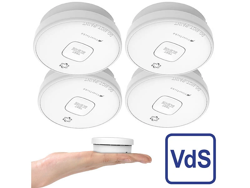 VisorTech Rauchmelder 10 Jahre:4er-Set Fotoelektrische Rauchwarnmelder Mit 10-J.-Batterie, 85 DB, VdS 4 VisorTech Rauchmelder 10 Jahre:4er-Set Fotoelektrische Rauchwarnmelder Mit 10-J.-Batterie, 85 DB, VdS – Bild 2