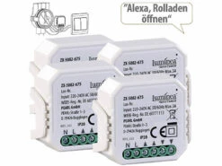 Luminea Home Control Rollladensteuerung:4er-Set WLAN-Unterputzmodule Für Smarte Rollladen, App & Sprachbefehl