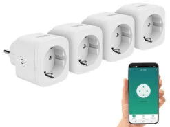 Luminea Home Control WLAN Steckdosen-Schalter:4er-Set WLAN-Steckdosen, Apple-HomeKit-zertifiziert, Sprachsteuerung -Pearl Shop zx5144 15