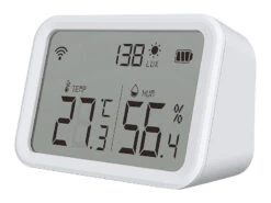 Luminea Home Control WLAN Temperatursensor:3in1-WLAN-Sensor Für Temperatur, Luftfeuchtigkeit Und Helligkeit, App -Pearl Shop zx5200 10