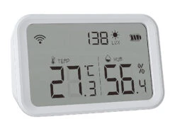 Luminea Home Control WLAN Temperatursensor:3in1-WLAN-Sensor Für Temperatur, Luftfeuchtigkeit Und Helligkeit, App -Pearl Shop zx5200 6