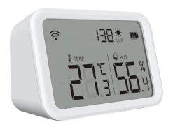 Luminea Home Control WLAN Temperatursensor:3in1-WLAN-Sensor Für Temperatur, Luftfeuchtigkeit Und Helligkeit, App -Pearl Shop zx5200 8