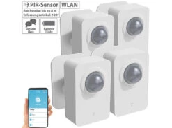 Luminea Home Control PIR Funkmelder:4er-Set ZigBee-PIR-Bewegungsmelder, 8 M Reichweite, App