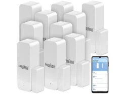 Luminea Home Control Türkontakt:10er-Set ZigBee-Tür- & Fensteralarme, Alexa, Google Assist., Siri, App -Pearl Shop zx5245 7