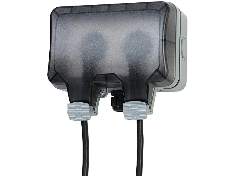 Luminea Home Control WLAN Steckdose:Outdoor-WLAN-Aufputz-Doppelsteckdose, Sprachbefehl, Strommessung, App 9 Luminea Home Control WLAN Steckdose:Outdoor-WLAN-Aufputz-Doppelsteckdose, Sprachbefehl, Strommessung, App – Bild 7