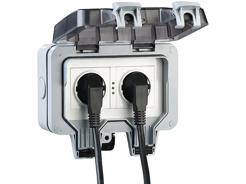 Luminea Home Control WLAN Steckdose:Outdoor-WLAN-Aufputz-Doppelsteckdose, Sprachbefehl, Strommessung, App 12 Luminea Home Control WLAN Steckdose:Outdoor-WLAN-Aufputz-Doppelsteckdose, Sprachbefehl, Strommessung, App – Bild 10