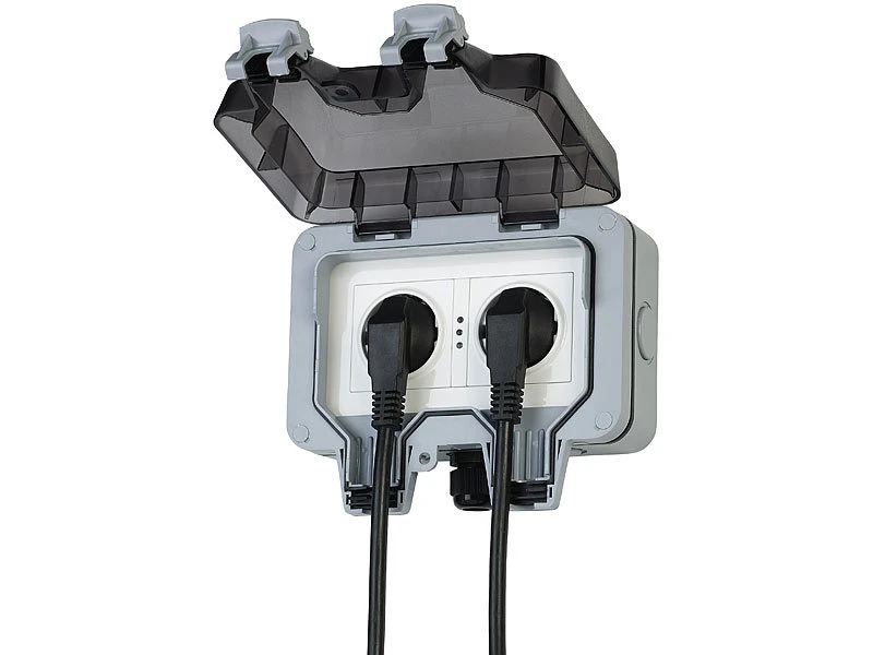 Luminea Home Control WLAN Steckdose:Outdoor-WLAN-Aufputz-Doppelsteckdose, Sprachbefehl, Strommessung, App 8 Luminea Home Control WLAN Steckdose:Outdoor-WLAN-Aufputz-Doppelsteckdose, Sprachbefehl, Strommessung, App – Bild 6