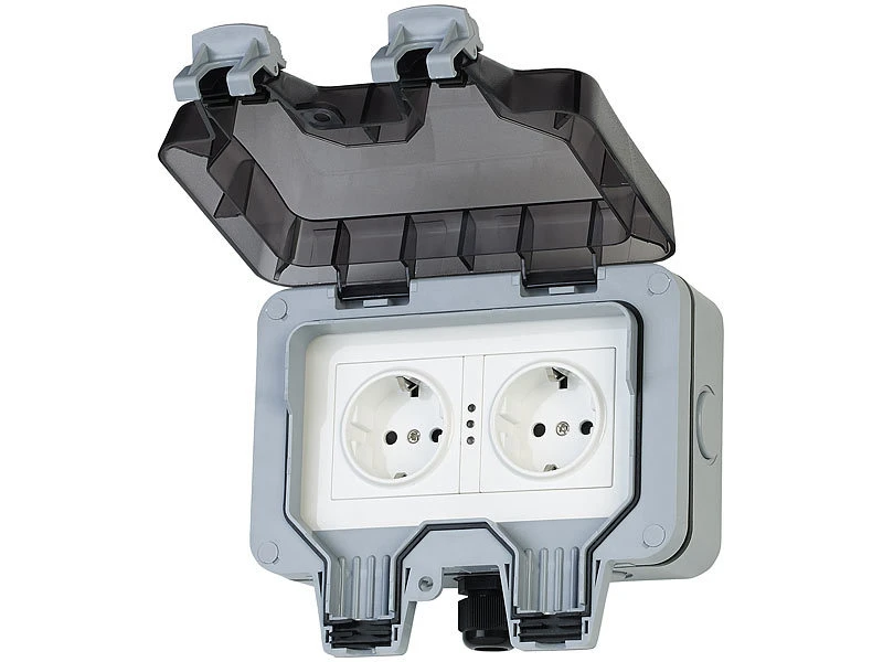 Luminea Home Control WLAN Steckdose:Outdoor-WLAN-Aufputz-Doppelsteckdose, Sprachbefehl, Strommessung, App 11 Luminea Home Control WLAN Steckdose:Outdoor-WLAN-Aufputz-Doppelsteckdose, Sprachbefehl, Strommessung, App – Bild 9