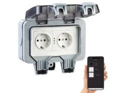 Luminea Home Control WLAN Steckdose:Outdoor-WLAN-Aufputz-Doppelsteckdose, Sprachbefehl, Strommessung, App 15 Luminea Home Control WLAN Steckdose:Outdoor-WLAN-Aufputz-Doppelsteckdose, Sprachbefehl, Strommessung, App -Pearl Shop zx5268 20 1