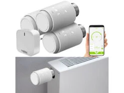 Revolt Heizkörperthermostate:3er-Set Programmierbare Heizkörper-Thermostate Mit WLAN-Gateway & App -Pearl Shop zx5280 0