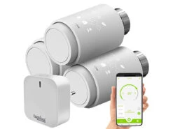Revolt Heizkörperthermostate:3er-Set Programmierbare Heizkörper-Thermostate Mit WLAN-Gateway & App -Pearl Shop zx5280 1