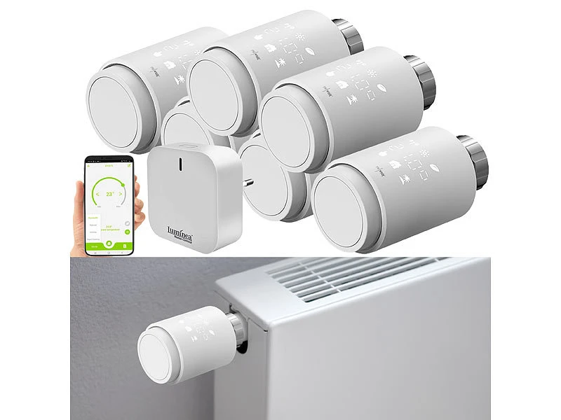 Revolt Heizungsthermostate:6er-Set Programmierbare Heizkörper-Thermostate Mit WLAN-Gateway & App 4 Revolt Heizungsthermostate:6er-Set Programmierbare Heizkörper-Thermostate Mit WLAN-Gateway & App – Bild 2